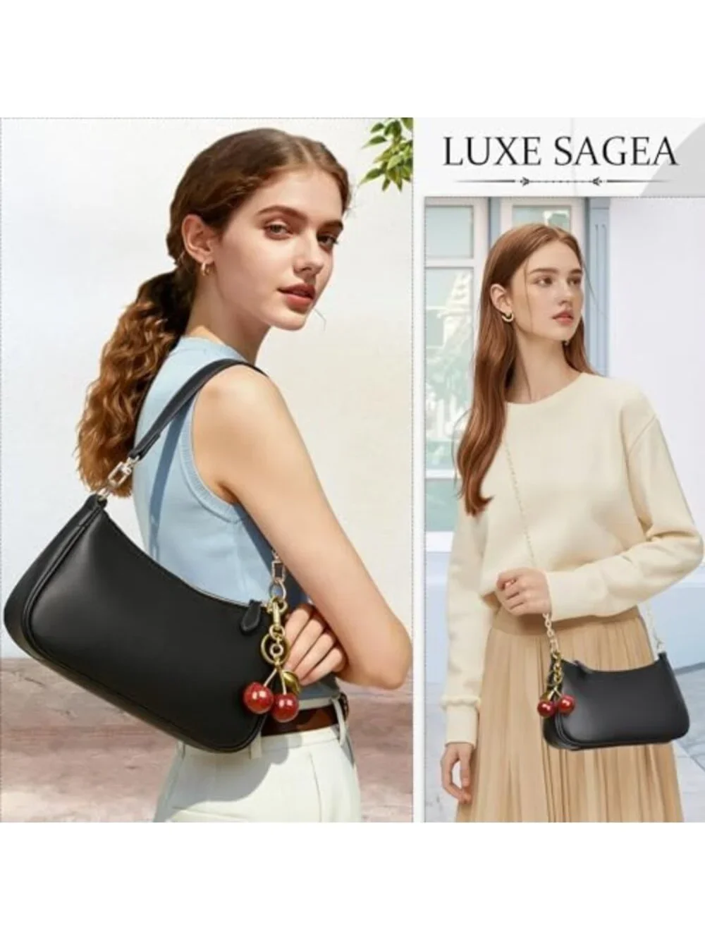 Chic Cherry Shoulder Bag for Women | Versatile Hobo Crossbody Clutch Handbag